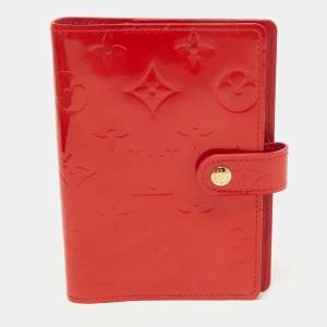 Pre Owned Louis Vuitton Red Monogram Vernis Small Ring Agenda Cover