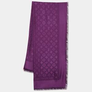 Louis Vuitton Purple Monogram Wool & Silk Shawl