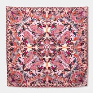 Pre Owned Louis Vuitton Multicolour Pink Angels Printed Silk Scarf