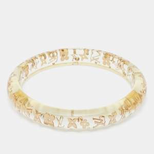 Pre Owned Louis Vuitton Clear Resin Gold Tone Monogram Inclusion Bangle Bracelet
