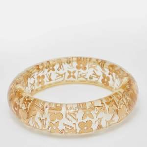 Louis Vuitton Clear Resin Gold Tone Monogram Wide Inclusion Bangle Bracelet