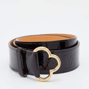 Louis Vuitton Amarante Monogram Vernis Fleur Buckle Belt 90CM