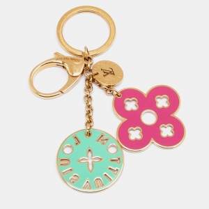 Louis Vuitton Looping Enamel Gold Tone Key Ring