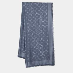 Louis Vuitton Dark Grey Monogram Silk & Wool Classique Shawl