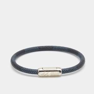 Louis Vuitton Keep It Black Canvas Silver Tone Bracelet
