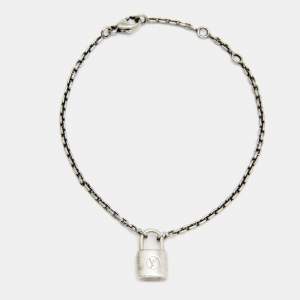 Pre Owned Louis Vuitton Lock It Sterling Silver Charm Bracelet