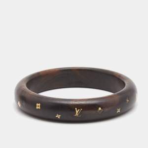 Pre Owned Louis Vuitton Wood Gold Tone Bangle Bracelet