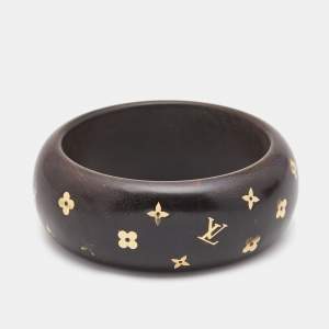 Pre Owned Louis Vuitton Wood Gold Tone Bangle Bracelet