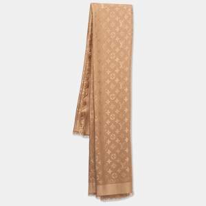 Louis Vuitton Cappuccino Brown Monogram Silk & Wool Classique Shawl