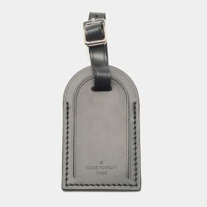 Pre Owned Louis Vuitton Black Leather Luggage Name Tag