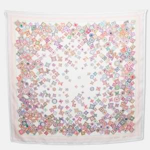 Louis Vuitton White Monogram Doodle Print Silk Scarf