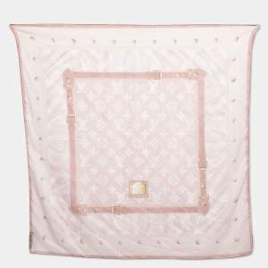 Pre Owned Louis Vuitton Pink Monogram Trunk Print Cotton Scarf