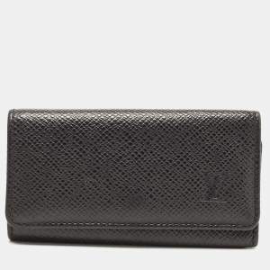 Pre Owned Louis Vuitton Black Leather 4 Key Holder