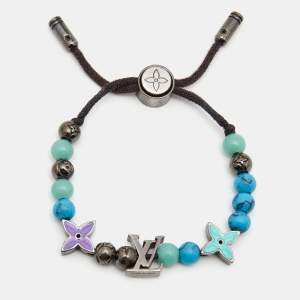 Louis Vuitton Beads Gunmetal Tone Cord Bracelet
