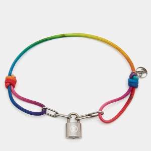 Pre Owned Louis Vuitton Silver Lockit X Virgil Abloh Cord Titanium Bracelet