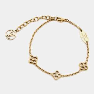 Louis Vuitton Flower Motif Gold Tone Station Bracelet