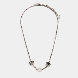 Pre Owned Louis Vuitton Gamble Crystals SIlver Tone Necklace