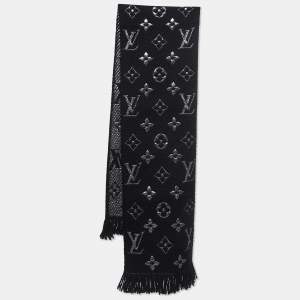 Louis Vuitton Black Wool Logomania Shine Scarf
