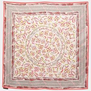 Pre Owned Louis Vuitton Pink Monogram Heart Silk Scarf