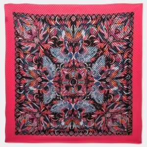 Louis Vuitton Pink/Black Angels Print Silk Plisse Scarf 
