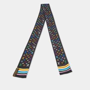 Pre Owned Louis Vuitton Black/Multicolor Monogram Silk Bandeau Scarf