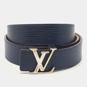 حزام لوي فيتون حروف LV جلد إيبي أزرق مارين 90 سم