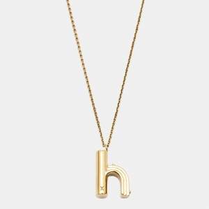 Pre Owned Louis Vuitton LV & Me Letter h Gold Tone Necklace