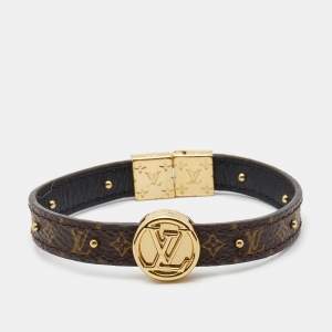 Louis Vuitton  LV Monogram Circle Gold Tone Reversible Bracelet