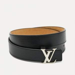 Louis Vuitton Black Epi Leather LV Initials Belt 85CM