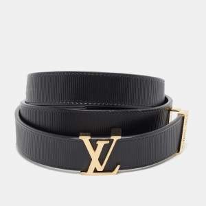 Pre Owned حزام لوي فيتون جلد إيبي أسود LV حرفي الشعار 85 سم