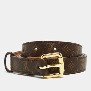 Louis Vuitton Brown Monogram Canvas Skinny Belt 90CM