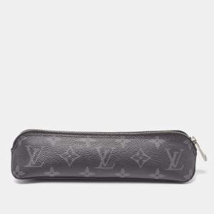 Louis Vuitton Black Leather and Monogram Eclipse Canvas Elizabeth Pencil Pouch 