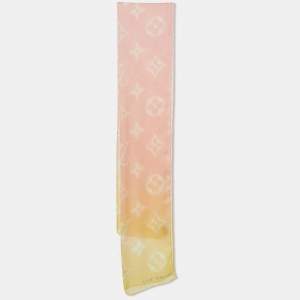 Pre Owned Louis Vuitton Multicolor Ombre Logo Printed Silk Scarf