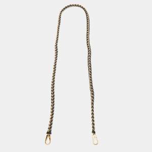 Pre Owned Louis Vuitton Black Braided Leather Chain Shoulder Bag Strap