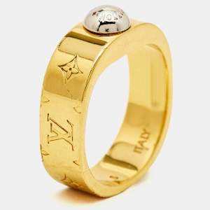 مملوكة مسبقًا Louis Vuitton Nanogram Two Tone Band Ring Size 50.5