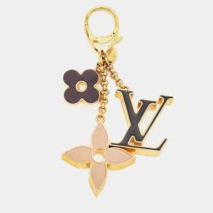 Louis Vuitton Fleur de Monogram Enamel Gold Tone Key Chain Bag Charm