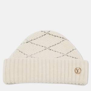 Louis Vuitton Cream Patterned Wool & Cashmere Beanie