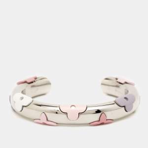 Pre Owned Louis Vuitton  Daily Monogram Resin Silver Tone Cuff Bracelet
