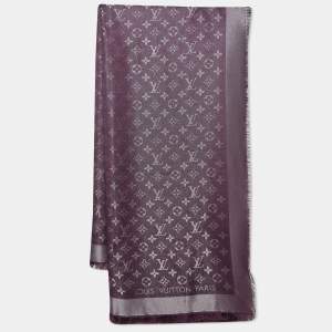 Louis Vuitton Purple Monogram Silk & Wool Shine Shawl