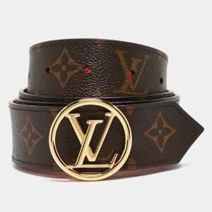 Louis Vuitton Coquelicot Epi Leather LV Circle Reversible Belt 85 CM