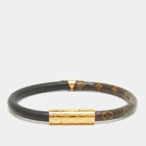 Louis Vuitton Black Leather and Monogram Canvas Daily Confidential Bracelet