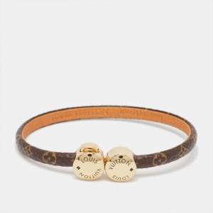 Pre Owned Louis Vuitton Historic Mini Monogram Canvas Gold Tone Bracelet
