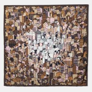 Louis Vuitton Brown Monogram Trunk Print Silk Scarf