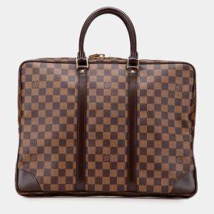 Pre Owned Louis Vuitton Brown Damier Ebene Porte Documents Voyage PM
