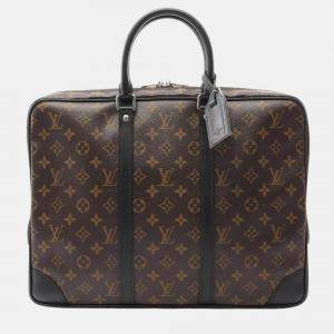 Pre Owned Louis Vuitton Brown Monogram Macassar Porte-Documents Voyage GM