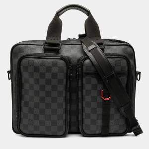 Pre Owned Louis Vuitton Black Damier Graphite Utility Business Bag