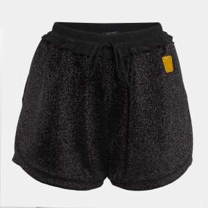 Louis Vuitton Black Lurex Knit Metallic Badge Detail Shorts L