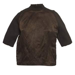 Louis Vuitton Brown Silk and Wool Blend Raglan Sleeves T-shirt S