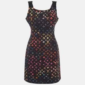 Louis Vuitton Black Neon Mahina Monogram Neoprene Fitted Dress M