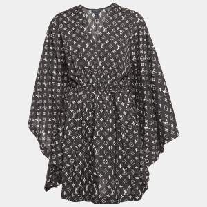 Louis Vuitton Black Monogram Cotton Kaftan Mini Dress S